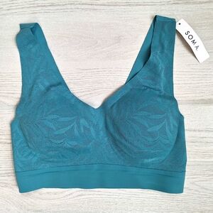 Soma Enbliss Lace Bralette Teal Soft Wireless With Removeable Pads - Size Medium